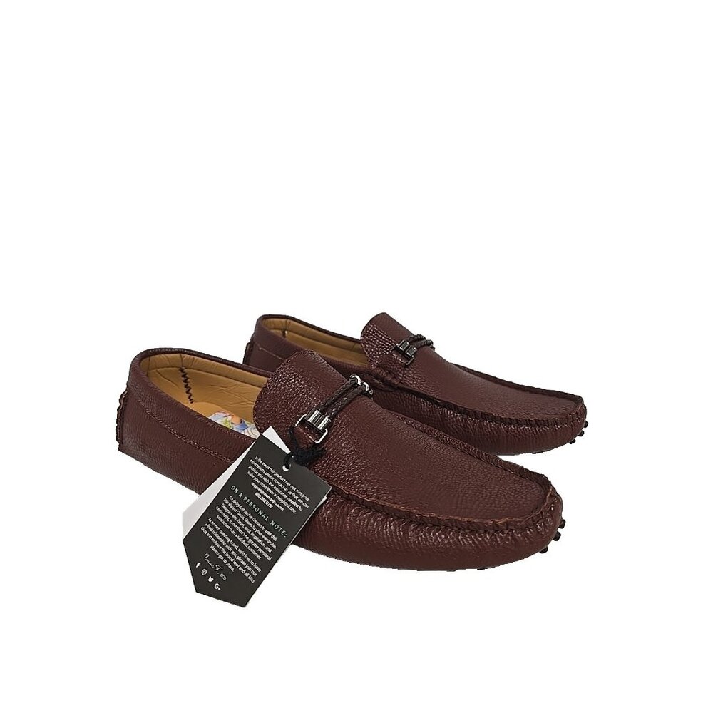 Mio Marino Men's MLS082-3-BR Braided Band Penny Loafer Brown Size 11M